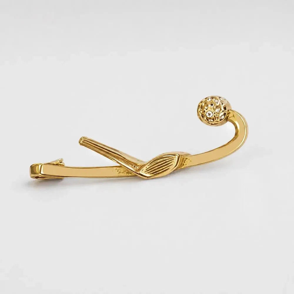 Vintage Swank Golf Club Tie Bar Gold Tone Figural Tie Clip 1.5